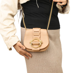 ROBERTO CAVALLI BEIGE LEATHER HOBO HANDBAG