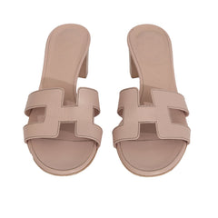 HERMES EU 38 OASIS “H” CUT- OUT LEATHER SANDALS 