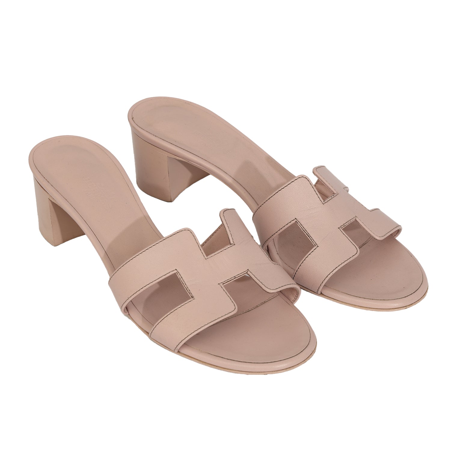 HERMES EU 38 OASIS “H” CUT- OUT LEATHER SANDALS 