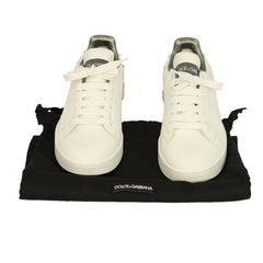 DOLCE & GABBANA SIZE EU 36.5 CALFSKIN PORTOFINO ICONIC LOGO SNAEKERS 