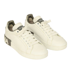 DOLCE & GABBANA SIZE EU 36.5 CALFSKIN PORTOFINO ICONIC LOGO SNAEKERS 