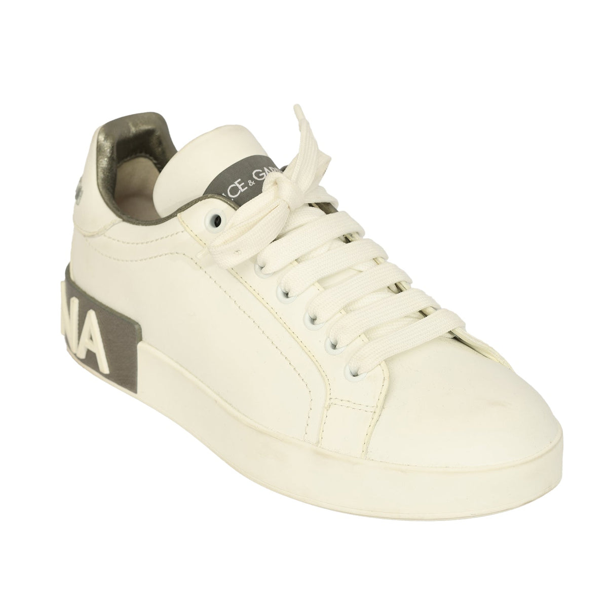 DOLCE & GABBANA SIZE EU 36.5 CALFSKIN PORTOFINO ICONIC LOGO SNAEKERS 