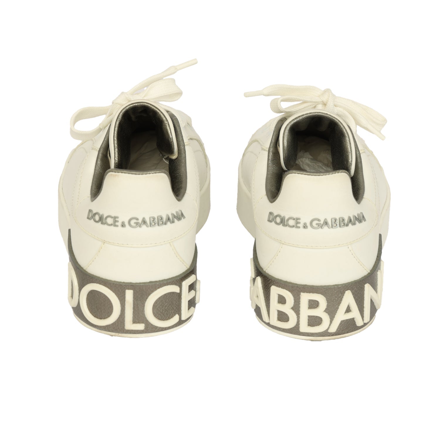 DOLCE & GABBANA SIZE EU 36.5 CALFSKIN PORTOFINO ICONIC LOGO SNAEKERS 