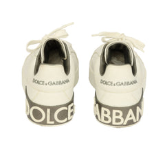 DOLCE & GABBANA SIZE EU 36.5 CALFSKIN PORTOFINO ICONIC LOGO SNAEKERS 