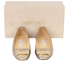 JIMMY CHOO SIZE EU 37 GOLDEN BALLET FLATS