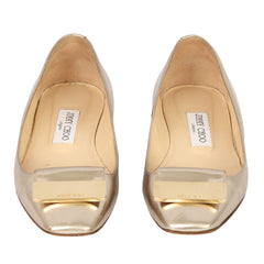JIMMY CHOO SIZE EU 37 GOLDEN BALLET FLATS