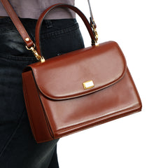 BALLY VINTAGE BROWN LEATHER TOP SHOULDER BAG