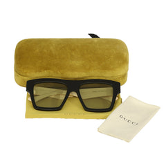 GUCCI BLACK ACETATE SQUARE FRAME SUNGLASSES 