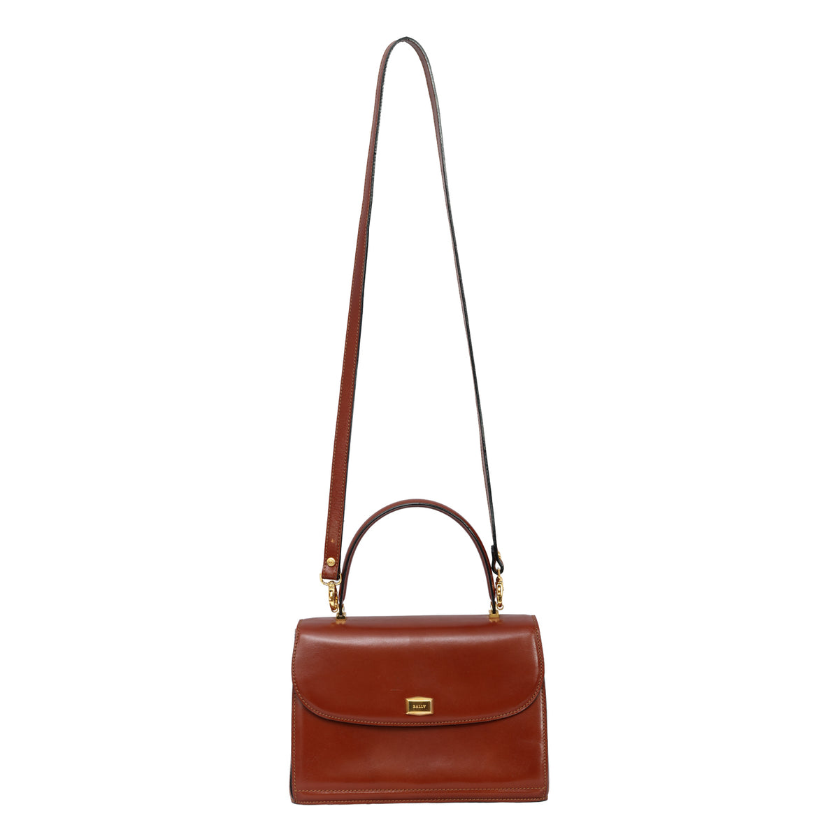 BALLY VINTAGE BROWN LEATHER TOP SHOULDER BAG