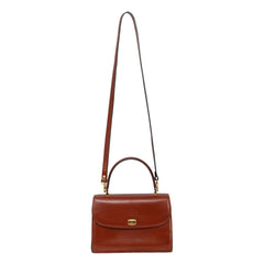 BALLY VINTAGE BROWN LEATHER TOP SHOULDER BAG