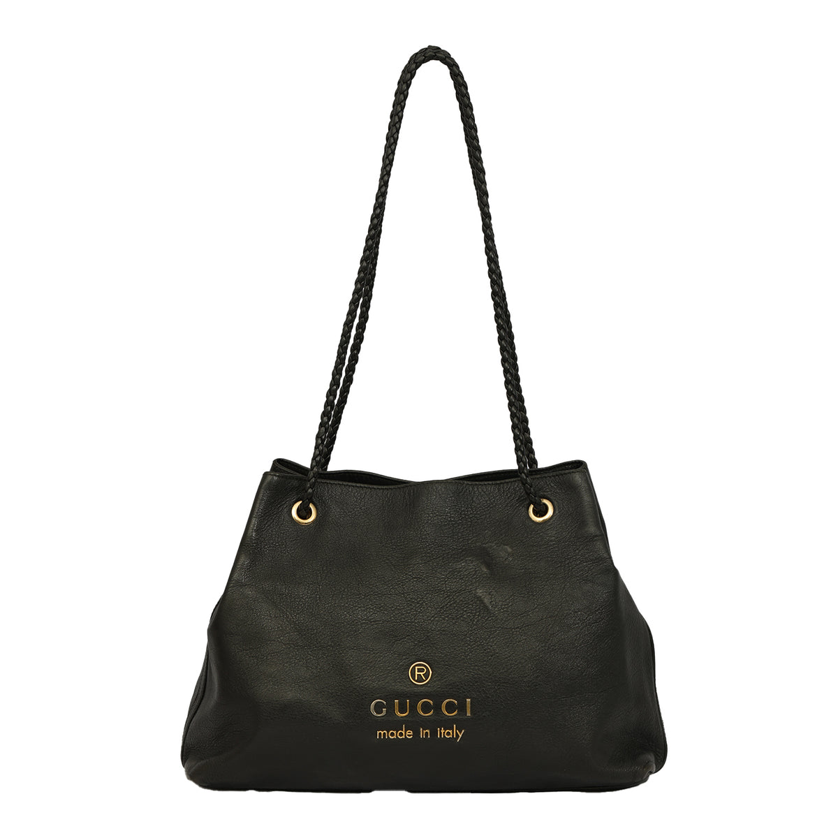 GUCCI GIFFORD BLACK LEATHER TOTE BAG