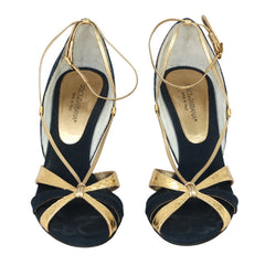 DOLCE & GABBANA EU 37.5 GOLD LEATHER ANKLE STRAP HEELS