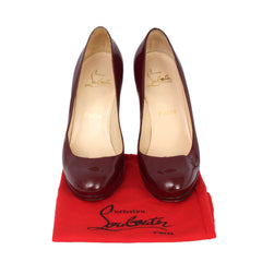CHRISTIAN LOUBOUTIN SIZE – EU 37 BURGUNDY PATENT LEATHER ROLANDODECOLLETE VERNICE PUMPS