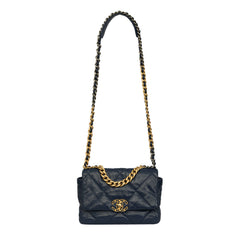 CHANEL BLUE QUILTED LAMBSKIN 19 FLAP BAG