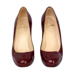 CHRISTIAN LOUBOUTIN SIZE – EU 37 BURGUNDY PATENT LEATHER ROLANDODECOLLETE VERNICE PUMPS