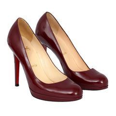 CHRISTIAN LOUBOUTIN SIZE – EU 37 BURGUNDY PATENT LEATHER ROLANDODECOLLETE VERNICE PUMPS