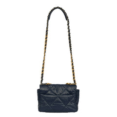CHANEL BLUE QUILTED LAMBSKIN 19 FLAP BAG