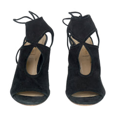 AQUAZZURA EU 37 SUEDE SEXY THING CUT OUT TIE SANDALS