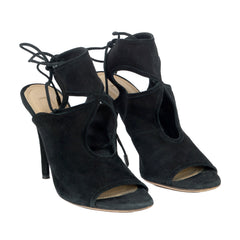 AQUAZZURA EU 37 SUEDE SEXY THING CUT OUT TIE SANDALS