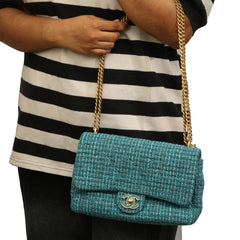 CHANEL 19 TWEED SINGLE FLAP MEDIUM SHOULDER BAG