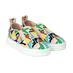 FENDI SIZE EU 36 MULTICOLOR FF VERTIGO SLIP-ON-SNEAKERS