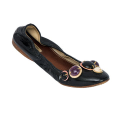 MIU MIU EU 36.5 GEM-EMBELLISHED BALLERINA FLATS