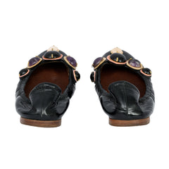 MIU MIU EU 36.5 GEM-EMBELLISHED BALLERINA FLATS