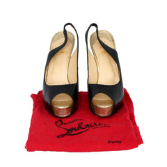 CHRISTIAN LOUBOUTIN EU 38 PEEP TOE SLINGBACK HEELS