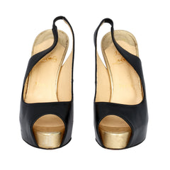 CHRISTIAN LOUBOUTIN EU 38 PEEP TOE SLINGBACK HEELS