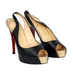 CHRISTIAN LOUBOUTIN EU 38 PEEP TOE SLINGBACK HEELS