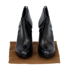 GUCCIEU 36.5 BLACK LEATHER DIANA ANKLE LENGTH BOOTS