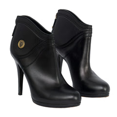 GUCCIEU 36.5 BLACK LEATHER DIANA ANKLE LENGTH BOOTS