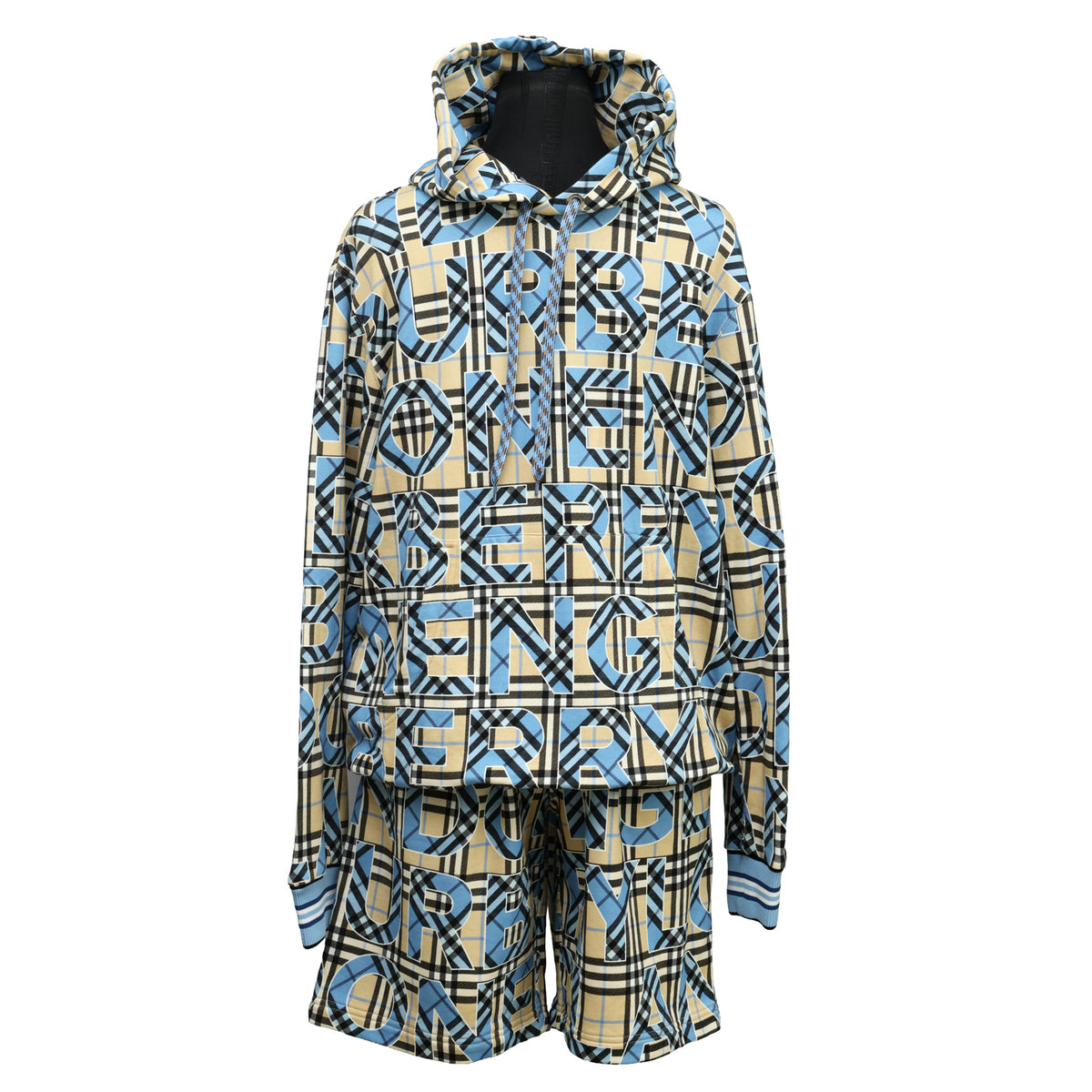 BURBERRY SIZE M LLOYD LOGO CHECK SWEATSHIRT & SHORTS SET