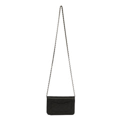 CHANEL QUILTED BLACK WALLET ON CHAIN HANDBAG