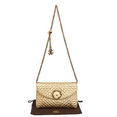 ROBERTO CAVALLI GOLD QUILTED LEATHER HANDBAG