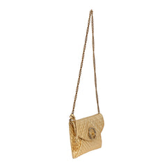 ROBERTO CAVALLI GOLD QUILTED LEATHER HANDBAG