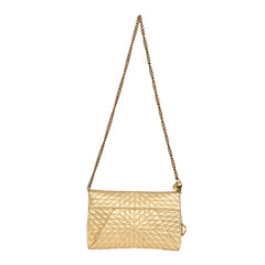 ROBERTO CAVALLI GOLD QUILTED LEATHER HANDBAG