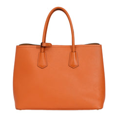 PRADA ORANGE SAFFINO LEATHER DOUBLE  HANDLE TOTE BAG