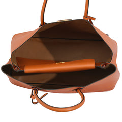 PRADA ORANGE SAFFINO LEATHER DOUBLE  HANDLE TOTE BAG