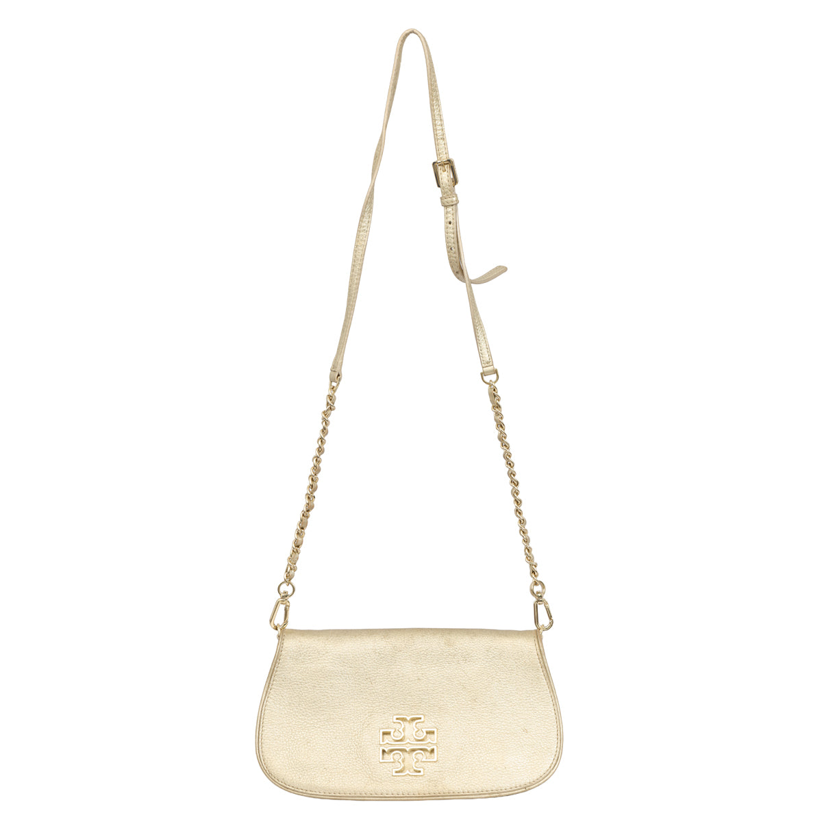 TORY BURCH BRITTEN GOLD LEATHER CROSSBODY BAG