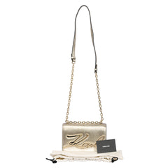 KARL LAGERFELD SIGNATURE METALLIC CROSSBODY BAG