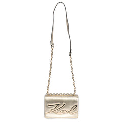 KARL LAGERFELD SIGNATURE METALLIC CROSSBODY BAG