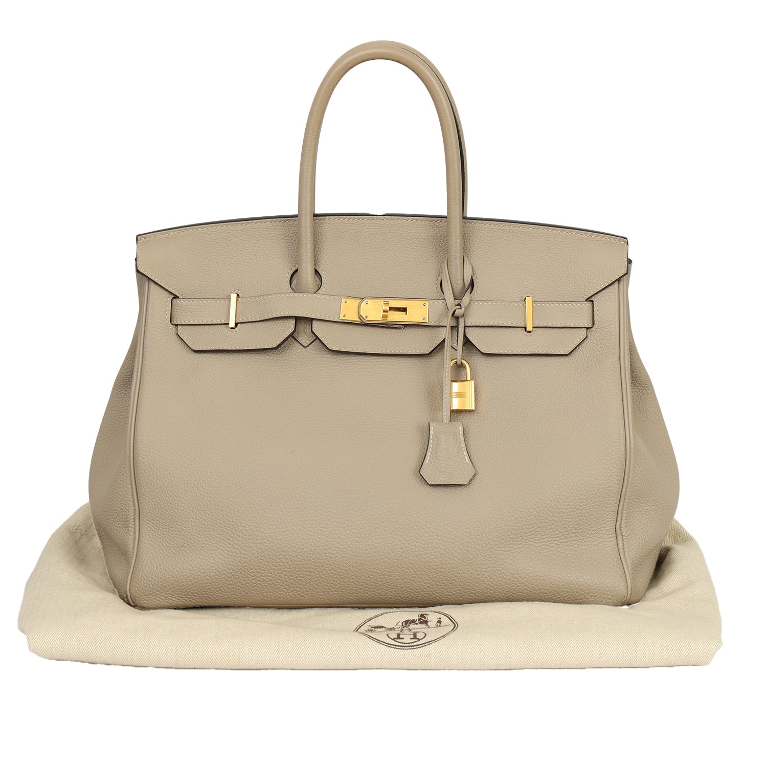 HERMES BIRKIN 35 GRIS TOURTERELLE TOGO  LEATHER HANDBAG 