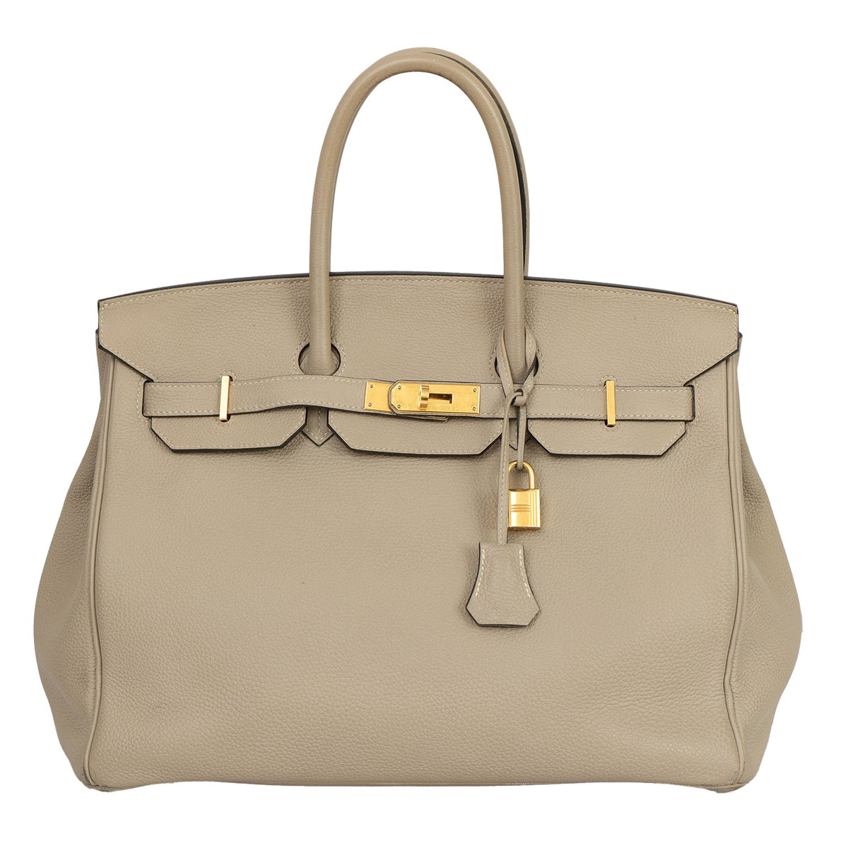 HERMES BIRKIN 35 GRIS TOURTERELLE TOGO  LEATHER HANDBAG 