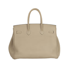 HERMES BIRKIN 35 GRIS TOURTERELLE TOGO  LEATHER HANDBAG 