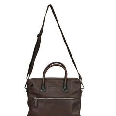 SALVATORE FERRAGAMO BROWN LEATHER LAPTOP BAG 