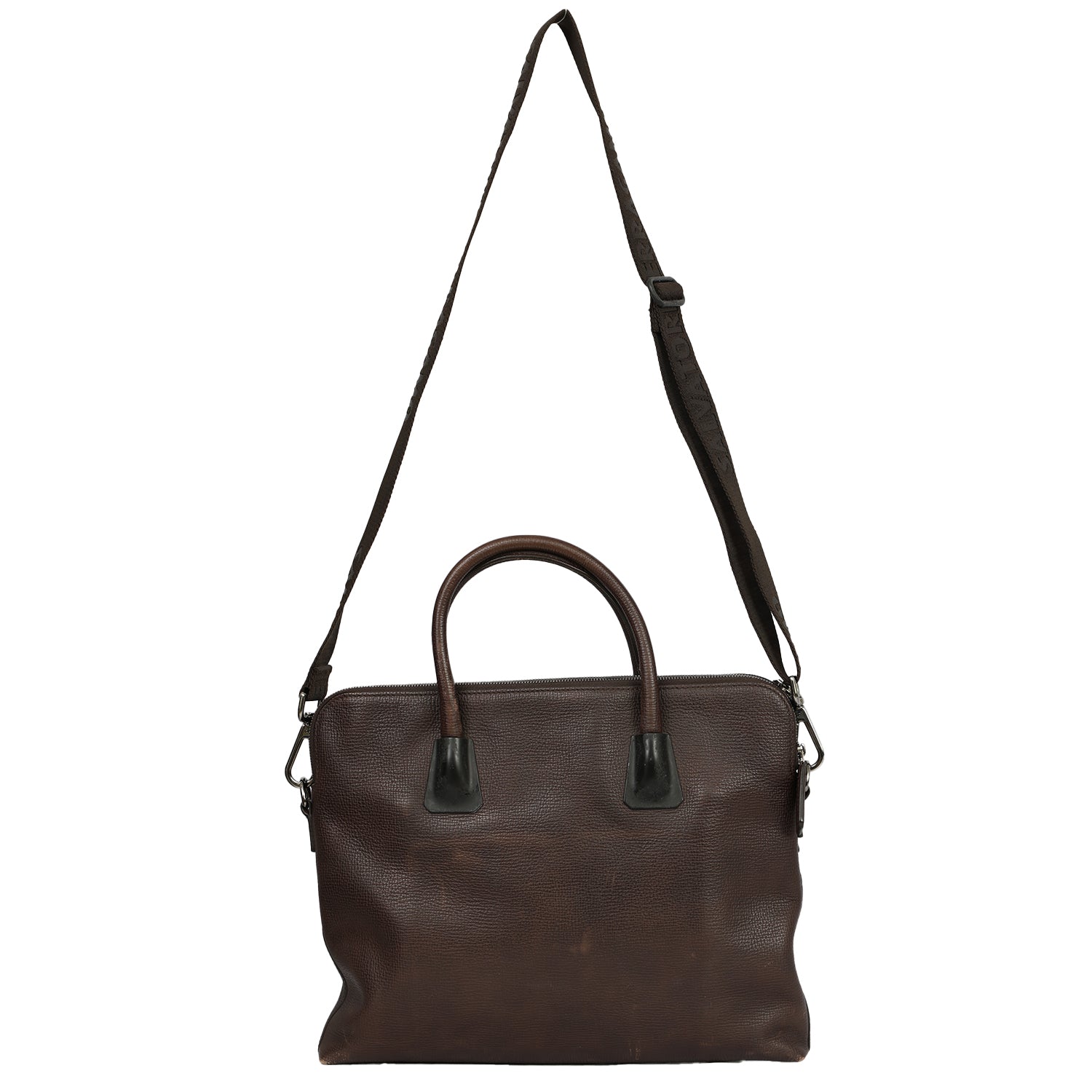 SALVATORE FERRAGAMO BROWN LEATHER LAPTOP BAG 
