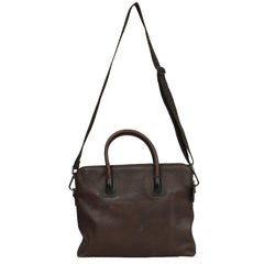 SALVATORE FERRAGAMO BROWN LEATHER LAPTOP BAG 