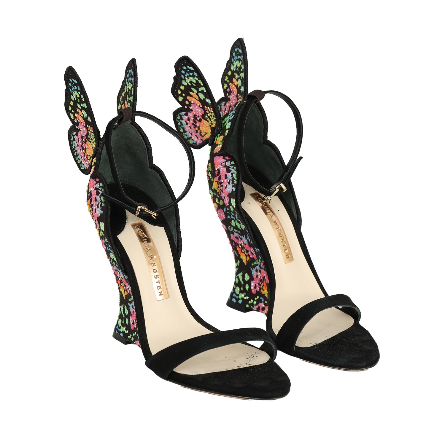 SOPHIA WEBSTER EU 37 CHIARA BUTTERFLY WEDGE SANDALS 