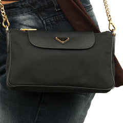 PRADA TESSUTO SAFFIANO FLAP CHAIN CROSSBODY BAG